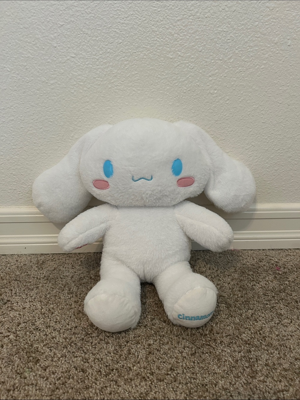Build-A-Bear cinnamaroll White Plush with Blue Eyes and Pink Cheeks
